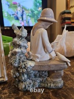Rare Collectible Lladro Nao Spain Girl Dove On Bench Figurine 1983 B-7 Ju In Box