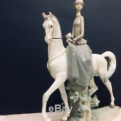 Rare LLADRO HORSERIDER Porcelain Sculpture Young Woman Superb Condition