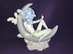 Rare LLADRO figurine ornament 1436 MOON GLOW naked nymph on crescent Moon