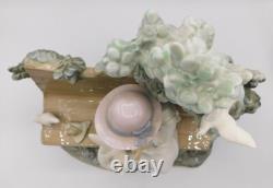 Rare Large Lladro Nao Spain Girl Feeding Dove On Bench Porcelain Figurine 1983