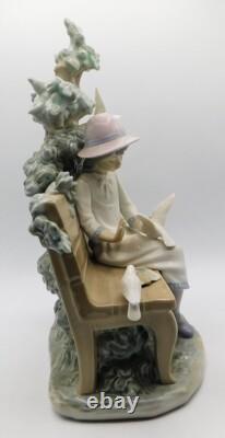 Rare Large Lladro Nao Spain Girl Feeding Dove On Bench Porcelain Figurine 1983