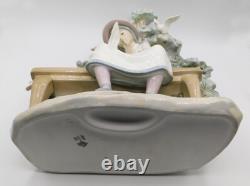 Rare Large Lladro Nao Spain Girl Feeding Dove On Bench Porcelain Figurine 1983