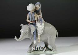 Rare Lladro Hindu Children on Elephant 5352 Porcelain Figurine