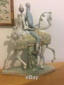 Rare Lladro Large Figurine of a Couple on Horse Lladro Equestrian Figurine