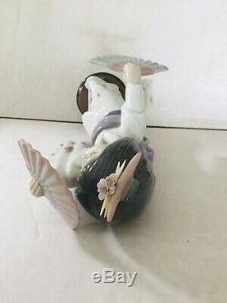 Rare Lladro Oriental Dance Geisha Girl Holding Her Fans Stunning Figurine 6230