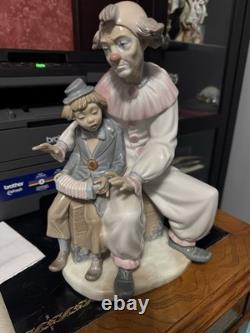 Rare Nao By Lladro #701 Lesson Of Music 12 Inch Porcelain Figure Clown & Boy