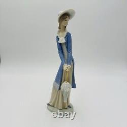 Rare Nao By Lladro Spain Porcelain Large Retired Girl With Umbrella Figurine 12