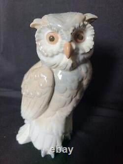 Rare VTG Nao Lladro Porcelain OWL Figure Gray White 7 Made Spain 1979