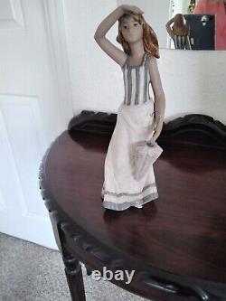 Rare Vintage Gres Nao/lladro Girl Lady With Umbrella Young Summer 12 Figure