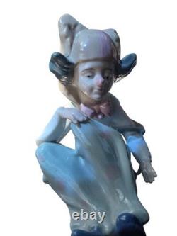 Rare Vintage Nao Pierrot Clown Joy Ceramic Figurine Statue Glazed Clown Statue