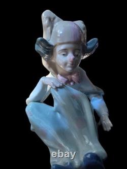 Rare Vintage Nao Pierrot Clown Joy Ceramic Figurine Statue Glazed Clown Statue