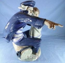 Rare unusual Nao By Lladro Large Figure Waiting For The Fishermen