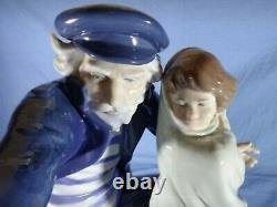 Rare unusual Nao By Lladro Large Figure Waiting For The Fishermen