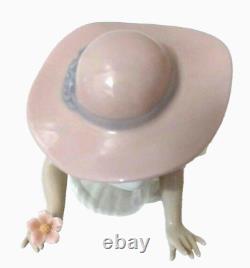Retired 1991 Nao Lladro Spain Woman in Hat Flower Hand Made Porcelain Figure Box
