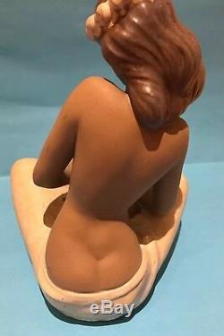 Retired NAO Gres Figurine Large Nude Lady Holding Flowers