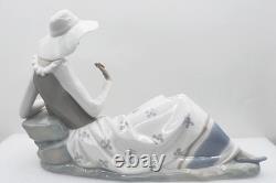 Retired NAO by Lladro Figurine Languid Lady Seated with Flowers Fruit Basket