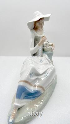 Retired NAO by Lladro Figurine Languid Lady Seated with Flowers Fruit Basket