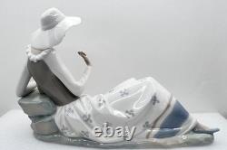 Retired NAO by Lladro Figurine Languid Lady Seated with Flowers Fruit Basket