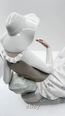Retired NAO by Lladro Figurine Languid Lady Seated with Flowers Fruit Basket