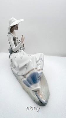 Retired NAO by Lladro Figurine Languid Lady Seated with Flowers Fruit Basket