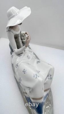 Retired NAO by Lladro Figurine Languid Lady Seated with Flowers Fruit Basket