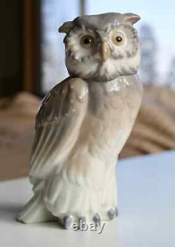 SERIOUS COLLECTORS- Mid 1980's NAO Lladro Short Eared Owl-Porcelain Figure Gray