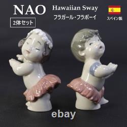 Set of 2 Made in Spain Lladró's sister brand NAO Nao Hawaiian Sway Hula Girl