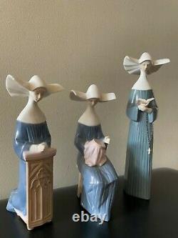 Set of 3 Lladro Figurines Nuns including retired. Great condition see note