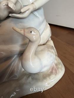 Spanish Porcelain Figurine Mother with Child and Goose Valencia Style 33cm High Gloss