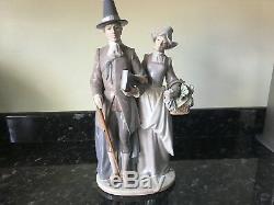 Superb And Rare Lladro Figurine Pilgrim Couple Ref. 5734
