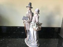 Superb And Rare Lladro Figurine Pilgrim Couple Ref. 5734