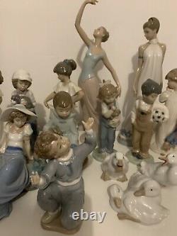 Used. Collection Of 13 nao/lladro figurines and 4 Geese Excellent Condition