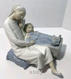 VINTAGE Lladro NAO large figure porcelain The Cradle Mother And Child Withteddy