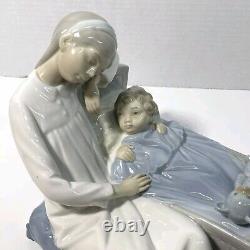 VINTAGE Lladro NAO large figure porcelain The Cradle Mother And Child Withteddy