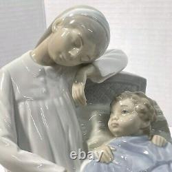 VINTAGE Lladro NAO large figure porcelain The Cradle Mother And Child Withteddy