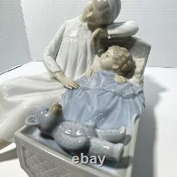 VINTAGE Lladro NAO large figure porcelain The Cradle Mother And Child Withteddy