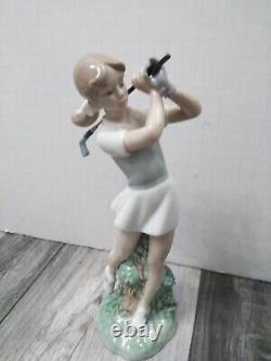 VTG 1984 NAO Lladro, 9.5'' Lady Golfer, Out Of The Rough, Porcelain Figure #450