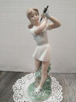 VTG. NAO Nao Ceramic Doll Figurine Lladro Sister Brand Golf Girl (9.5 TALL)