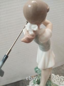VTG. NAO Nao Ceramic Doll Figurine Lladro Sister Brand Golf Girl (9.5 TALL)