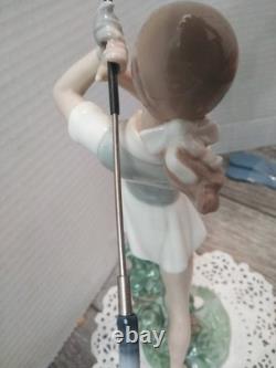VTG. NAO Nao Ceramic Doll Figurine Lladro Sister Brand Golf Girl (9.5 TALL)