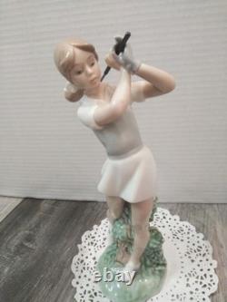 VTG. NAO Nao Ceramic Doll Figurine Lladro Sister Brand Golf Girl (9.5 TALL)