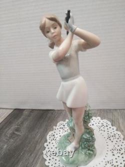 VTG. NAO Nao Ceramic Doll Figurine Lladro Sister Brand Golf Girl (9.5 TALL)