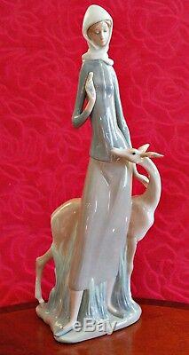 Very Large Lladro Diana with The Deer Glazed Figurine