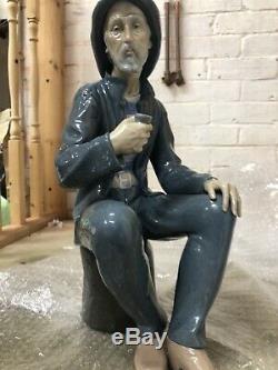 Very Large NAO Figure of a Seated Fisherman Sailor Smoking a Pipe Lladro