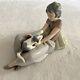 Vintage 1981 Nao Lladro Figurine Girl Playing With Kitten Hand Made In Spain