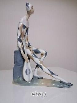 Vintage Large Figure LLADRO NAO Sculpture Harlequin Mandolin Salvador Furió