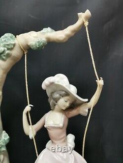 Vintage Large Lladro Figurine Victorian Girl On Swing P1022 1