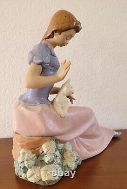 Vintage Large NAO by Lladro Porcelain Figurine REPOSE GIRL WITH CAT ON KNEE