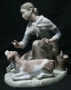 Vintage Lladro Figure Figurine Caressing a Little Calf 4827 8 1/2 Height