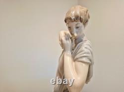 Vintage Lladro NAO Tall Porcelain Figurine Of Man Boy Playing Flute 15H